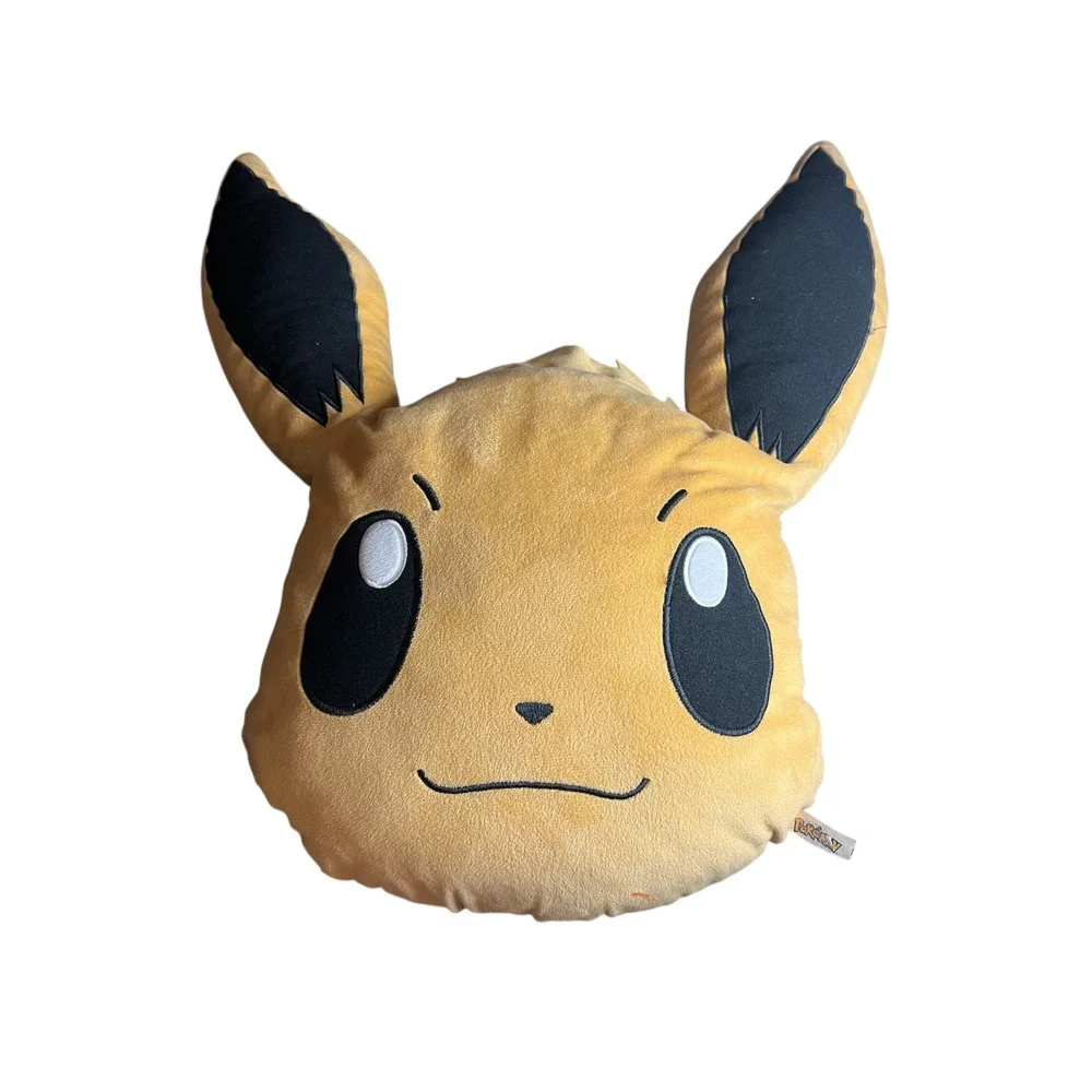 Pokemon Eevee Plush Pillow Tan Black Character Head Decorative Soft Toy 2021